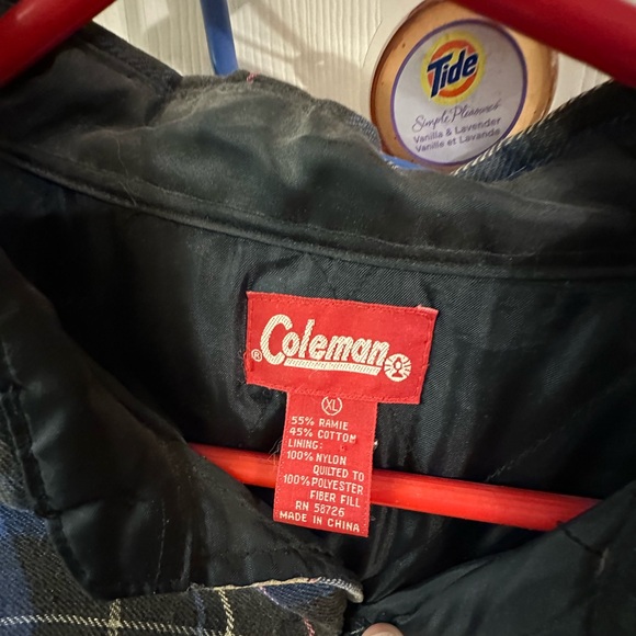 Coleman Black Blue Yellow Plaid Flannel Quilted Jacket - Picture 2 of 6